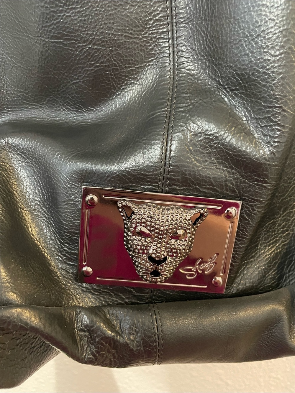 Sharif Legacy slouchy hobo Shoulder bag in black pearlescent leather - Picture 2 of 8